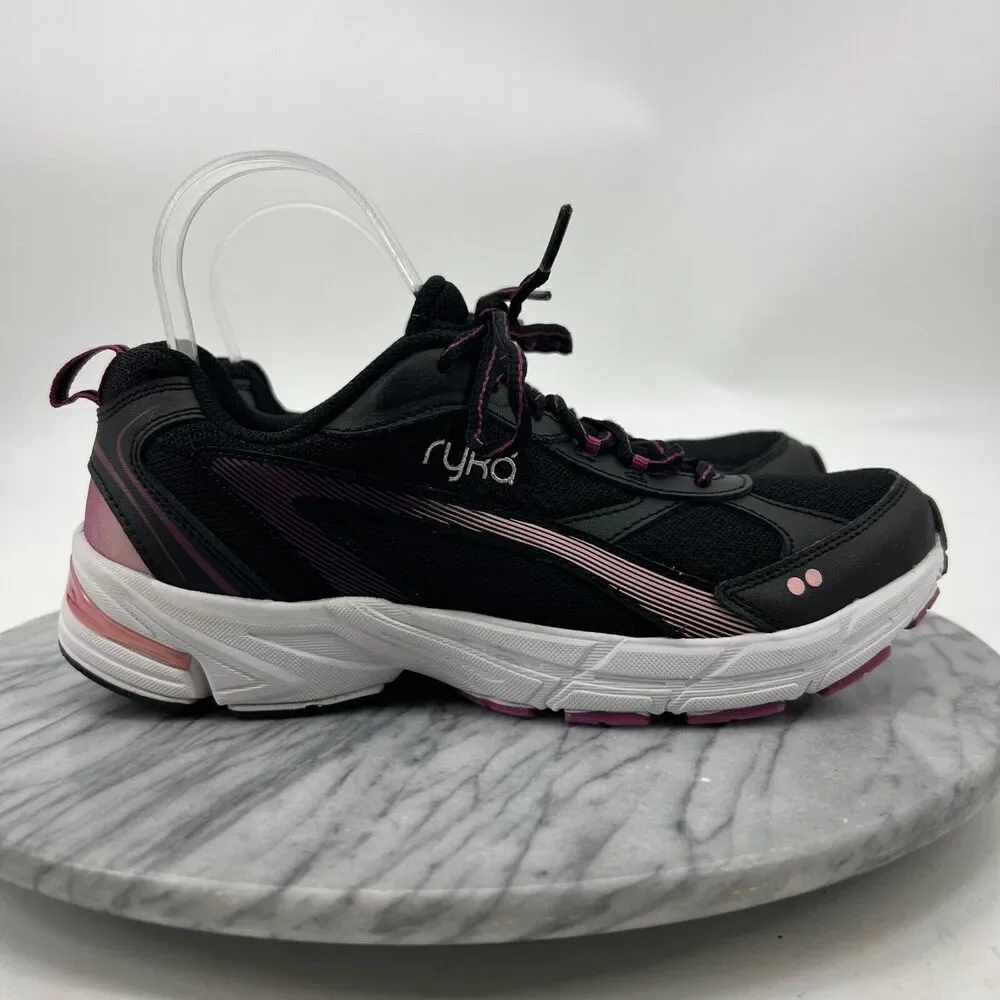 Ryka Impress Running Shoe Womens 8 Black Mesh Lace Up Walking Training Sneaker